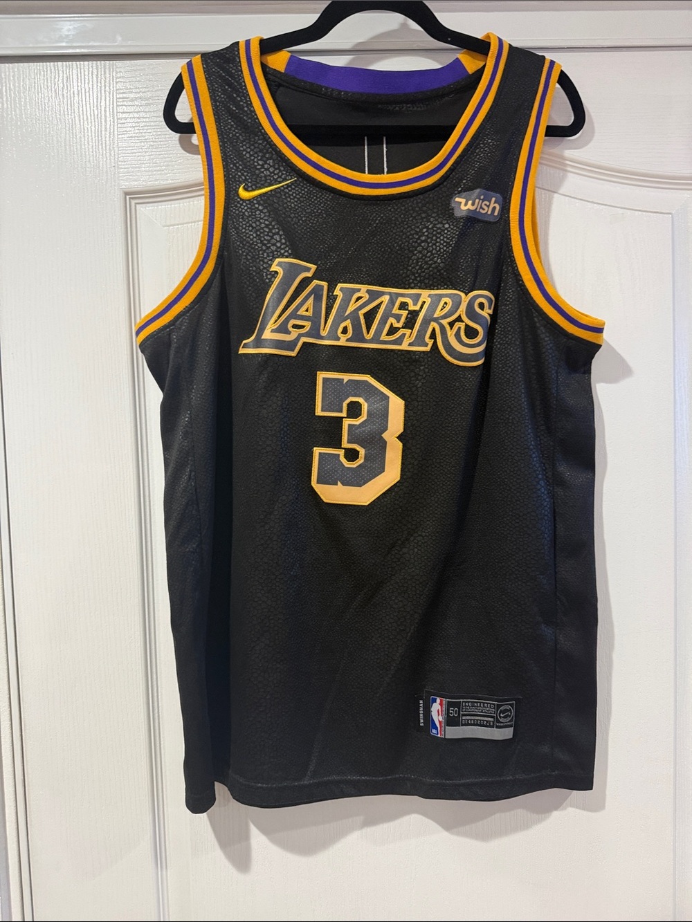 Nike Black and Gold Los Angeles Lakers #3 Jersey